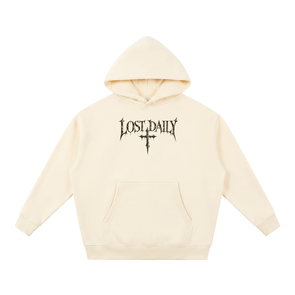By his wounds. Loose fitting hoodie