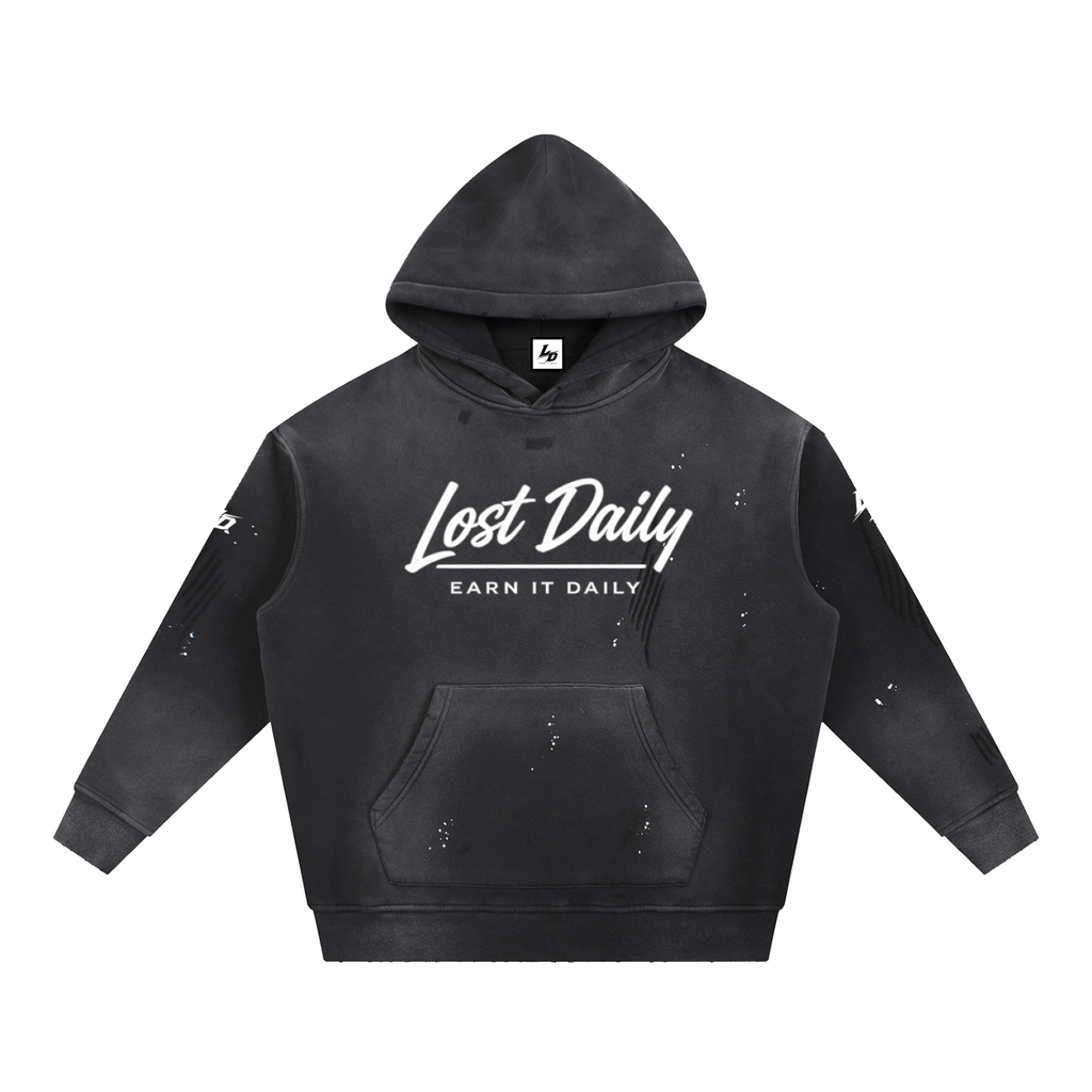 Lost daily signiture sun fade distressed hoodie