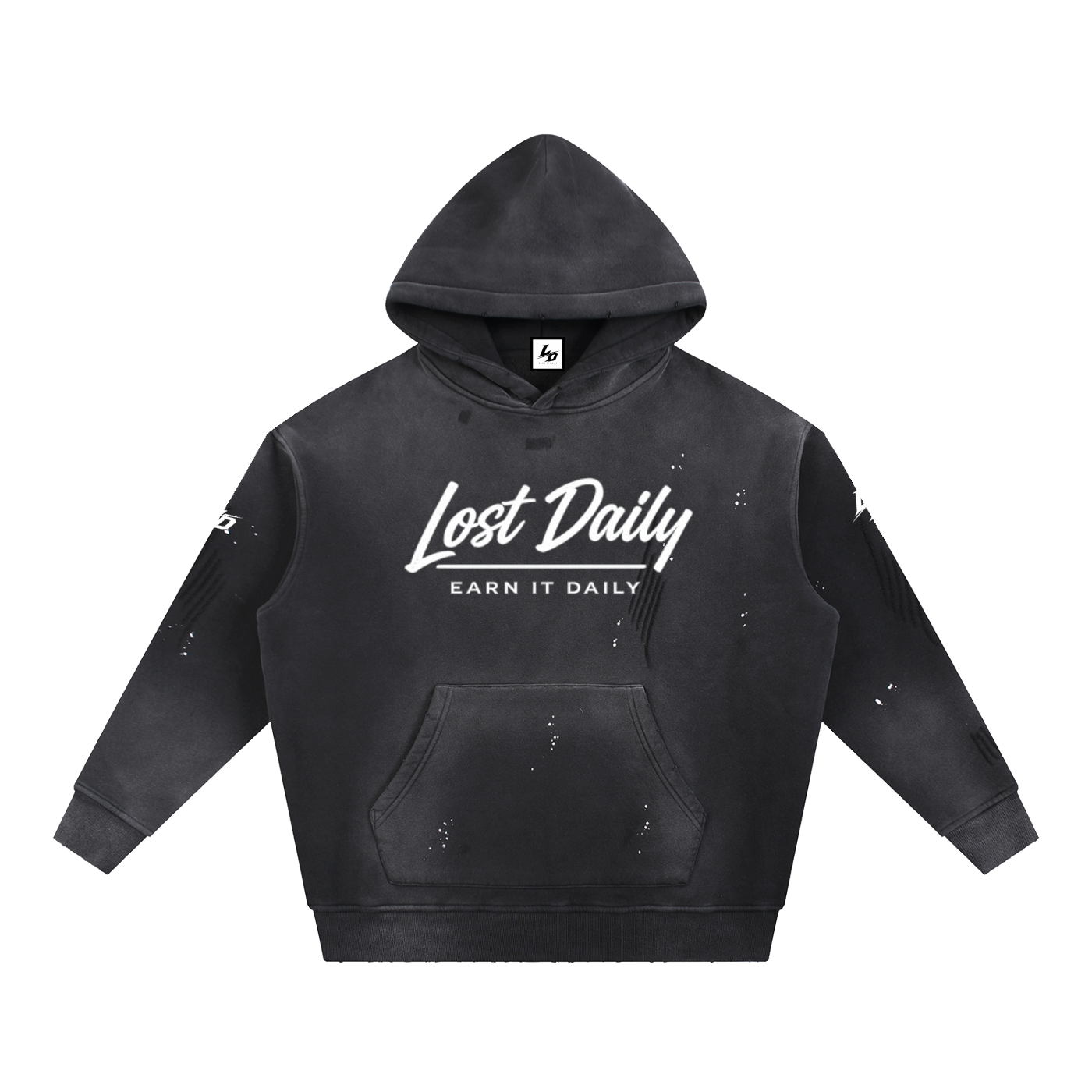 Lost daily signiture sun fade distressed hoodie