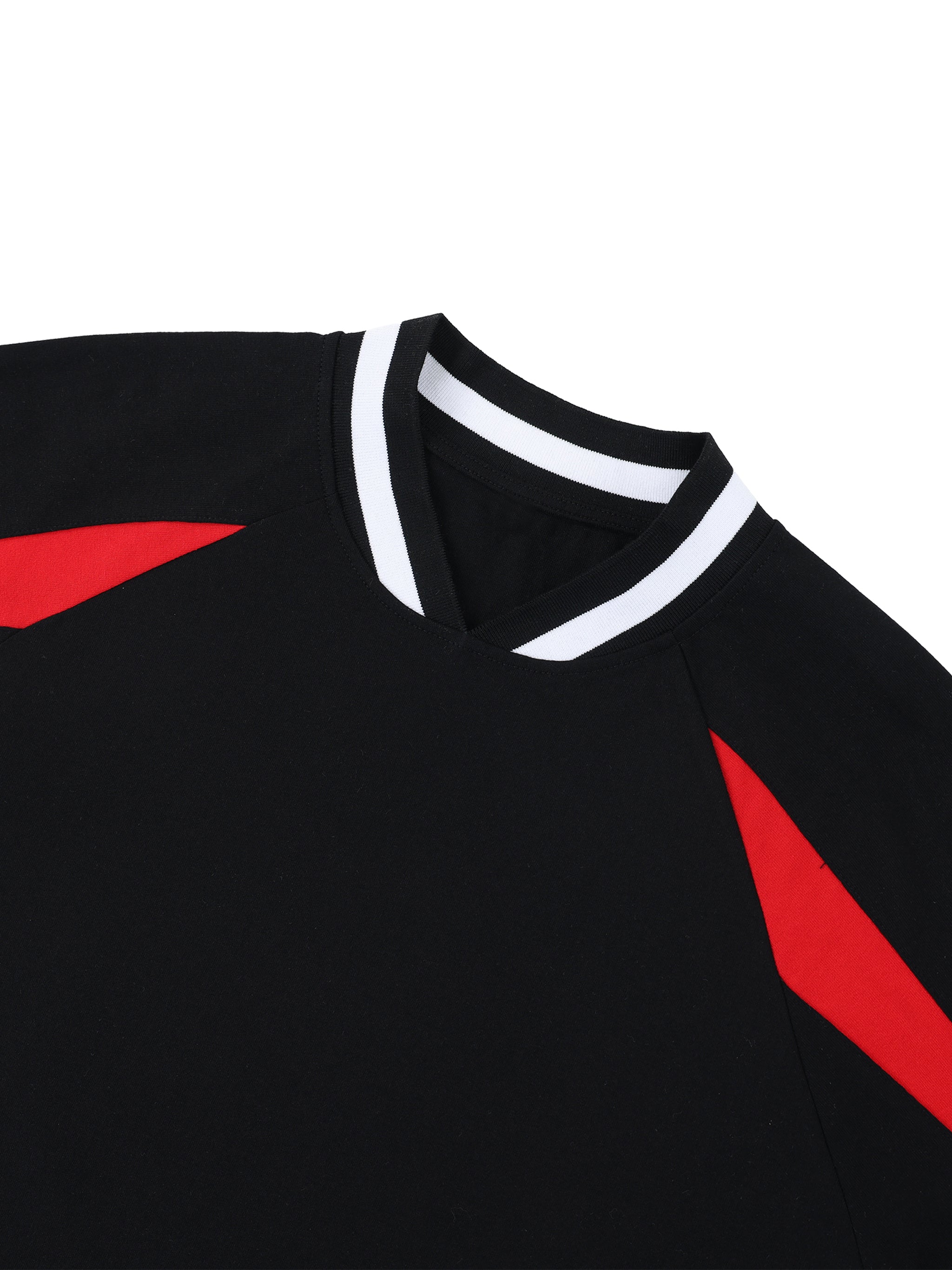 Streetwear red and black oversized v neck t
