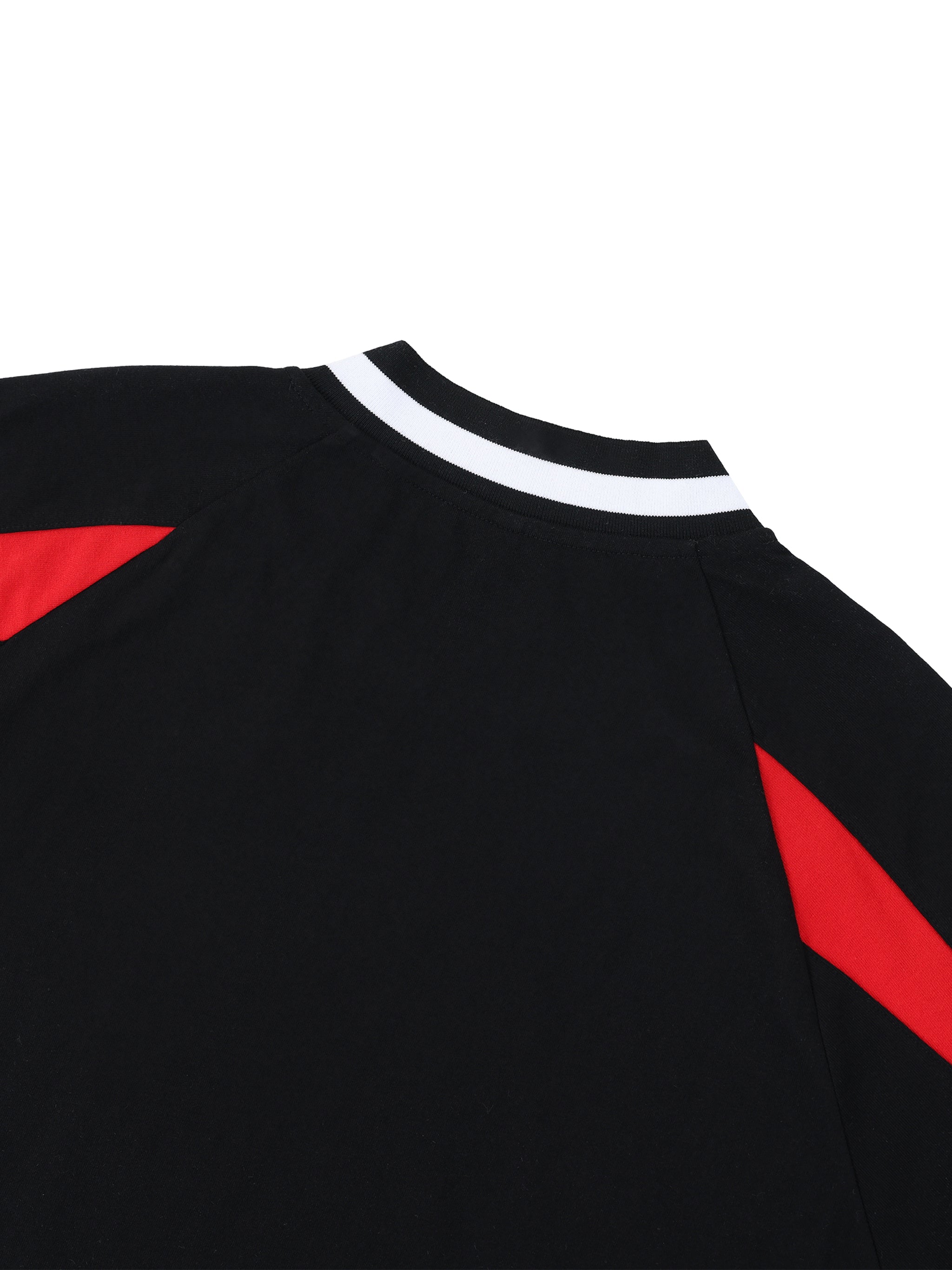 Streetwear red and black oversized v neck t